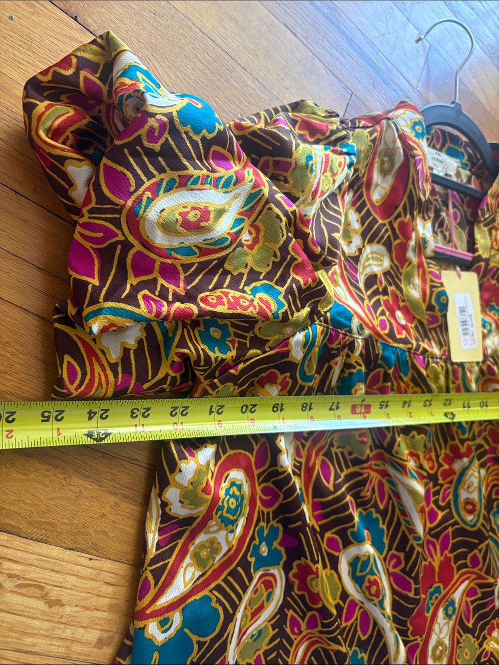 NWT Entro Paisley Puff Sleeve Blouse Top Multicolor Boho Medium - Picture 3 of 6